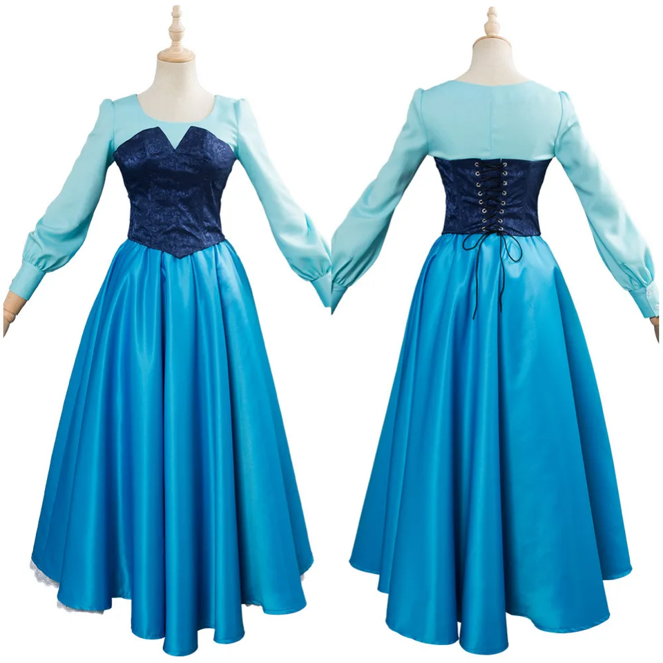 chinese dress ladies Princess Airle Kiss The Girl Satin Chiffon Little Mermaid Cosplay Costume main image 1