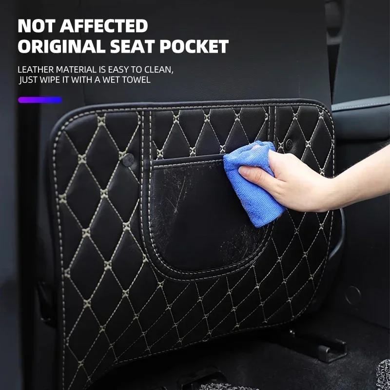 Per Hyundai Tucson I30 Kona I20N Nline Sonata Veloster Pu Leather Car Seat Back Protector Pad Auto Anti Kick Pad Per I Bambini