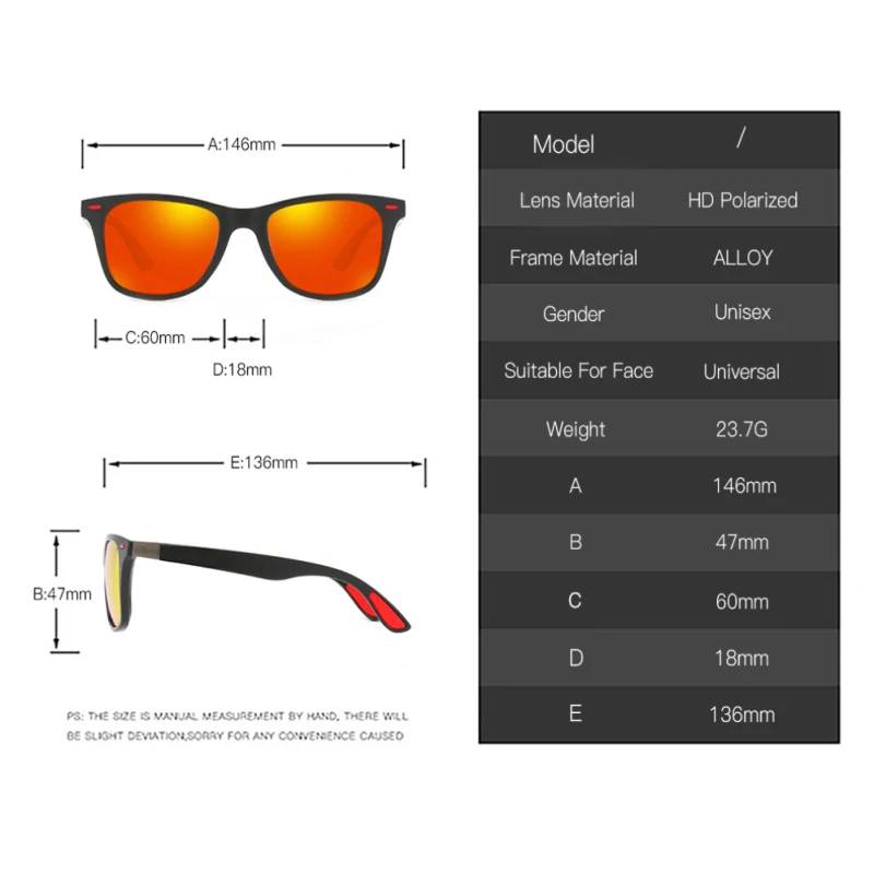 Polarized Sunglasses Men Women Fashion Square Sun Glasses Classic Anti-glare Goggle Travel Fishing Cycling Shades Eyewear UV400