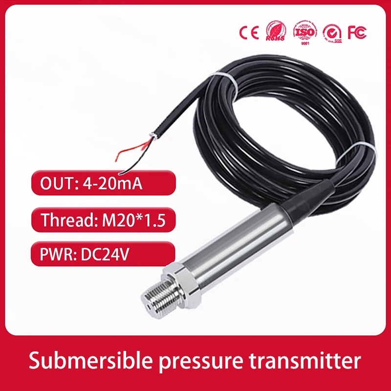 

4 20ma Submersible Hydrostatic Water Liquid Level Transducer Hydraulic Pipe Tube Water Pressure Transmitter Sensor