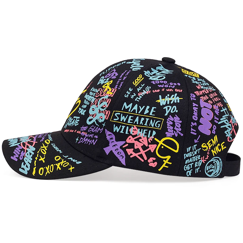 Casquette de baseball hip hop pour hommes et femmes, chapeau de printemps, visière réglable, snapback en coton, lettre de mode, graffiti, soleil