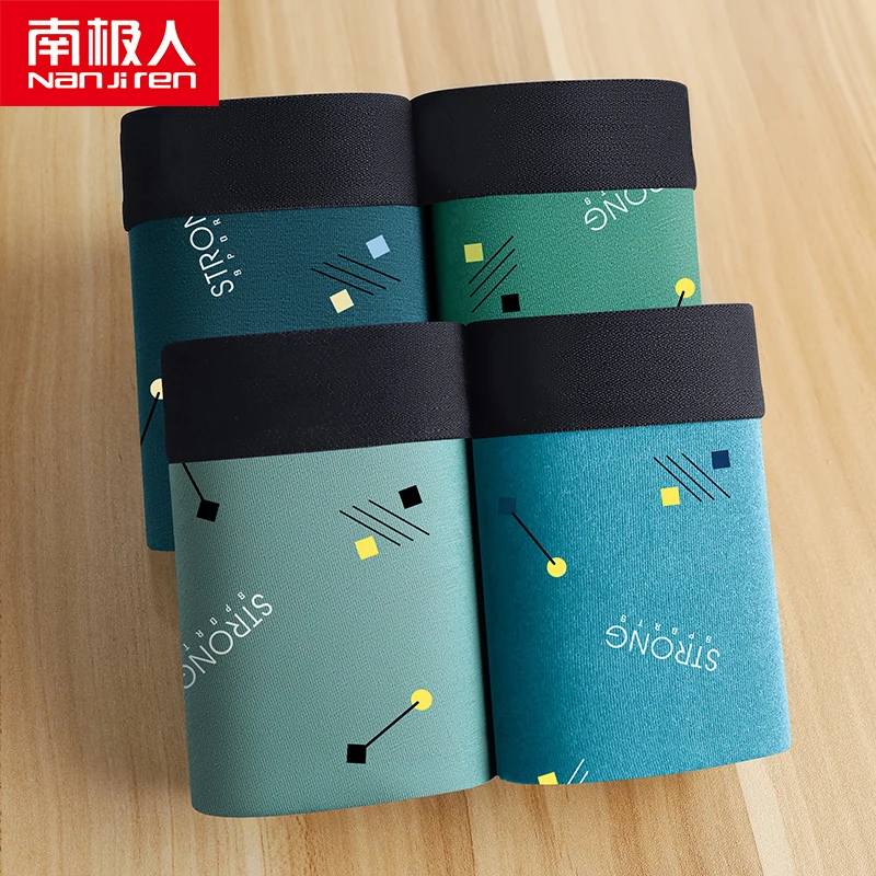 Nanjiren Men Underwear 5A Antibacterial  Boxer Cotton Print Underpants High Elastic Big U Warehouse Soft Breathable Male Panties