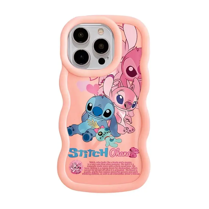 thumbnail image 1 of Funda de teléfono Disney Lilo y Stitch Angel Macaron Waves para iPhone 15 14 13 12 11 pro Max XS X 7 8 plus, funda de silicona suave para dulces, 1 of 5