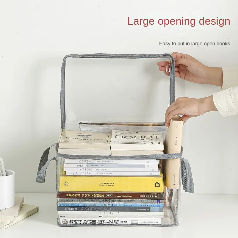 Foldable Book Box Handbag Student Dormitory Classroom Book Organizer Transparent Waterproof Household Organizing StorageBox