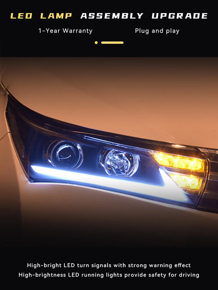 

Car Lights For Toyota Corolla LED Blubs 2014 2015 2016 DRL Assembly Bifocal Lens Xenon Turn Signal Headlamp Tool Accessories