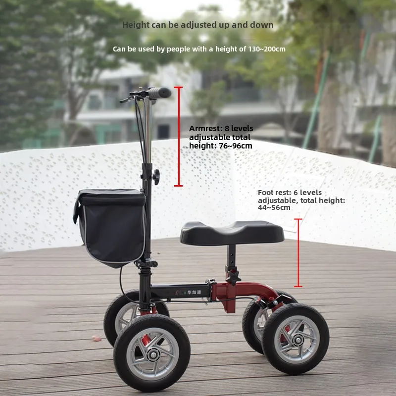 Single Leg Assistive Injury Rehabilitation Knee Scooters, Wheeled Walker for Disabled and Elderly, Mobility Scooter Crutches 4