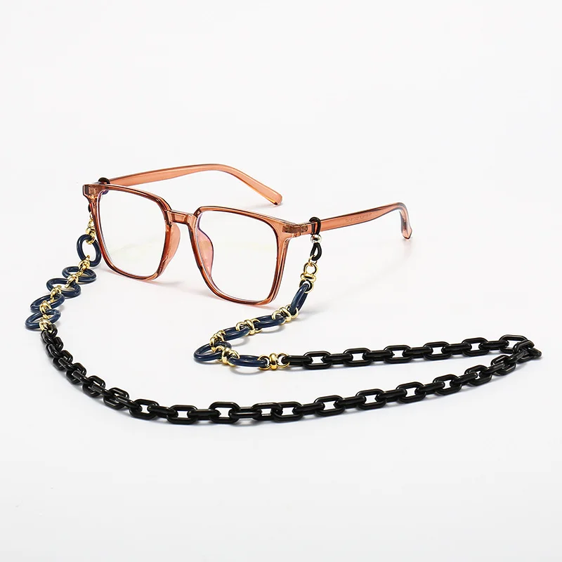Vintage Acryl bunter Ring schwarze Brillenkette für Frauen Harz Persönlichkeit Farbe Lanyard Hängekette 2025, Zubehör – Detail 5