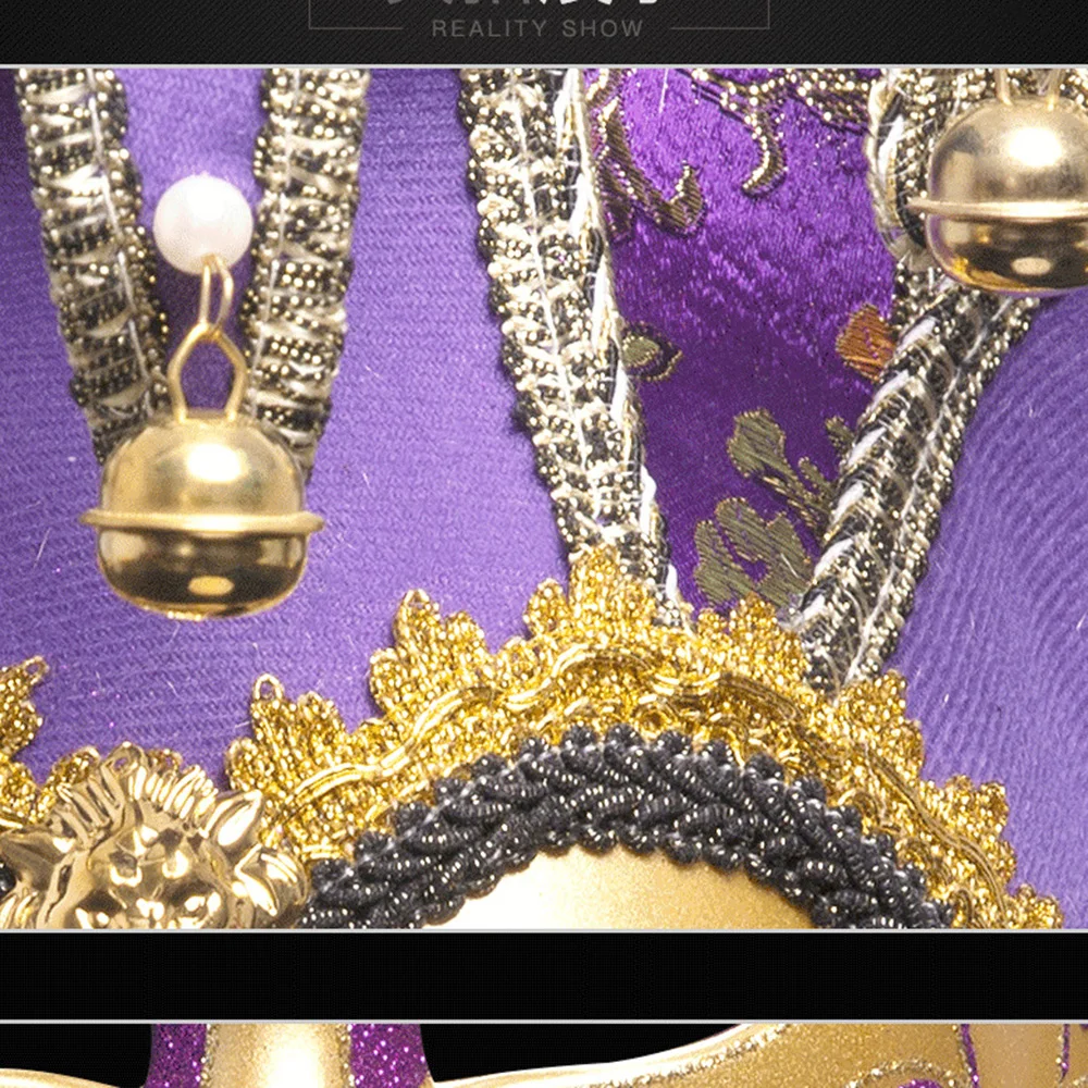 Elegant Venetian Full Face Masquerade Mask with Exquisite Jester Decoration