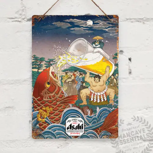 Винтажный металлический настенный знак ASAHI Koi в стиле ретро, паб, бар, манбера, напиток, Японский Лагер, пиво