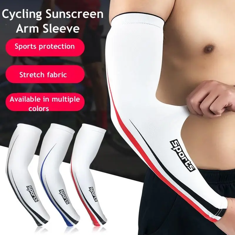 

Compression Sunscreen Protect Arm Sleeves For Cycling Basketball Arm Hand Protector Armband Ice Silk Cooling Sleeves Running
