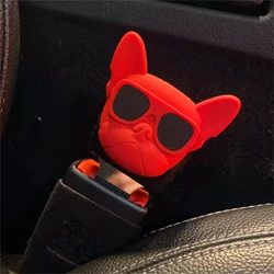 Bulldog Decorative Car Headrest Bag Hangers, Set of 2 - Cute Umbrella & Accessory Holders (Red Belt Clip)