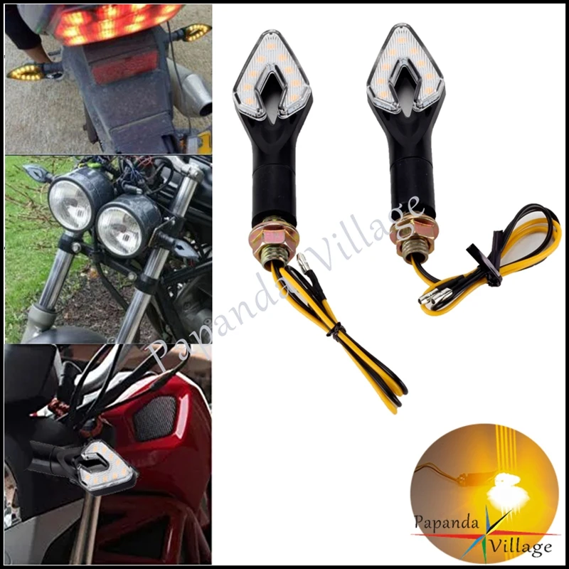 

1 Pair Universal Motorcycle Turn Signal Indicator Amber Light Flowing Water Flash Lamp Blinker For Dirt Bike Street Motorbike