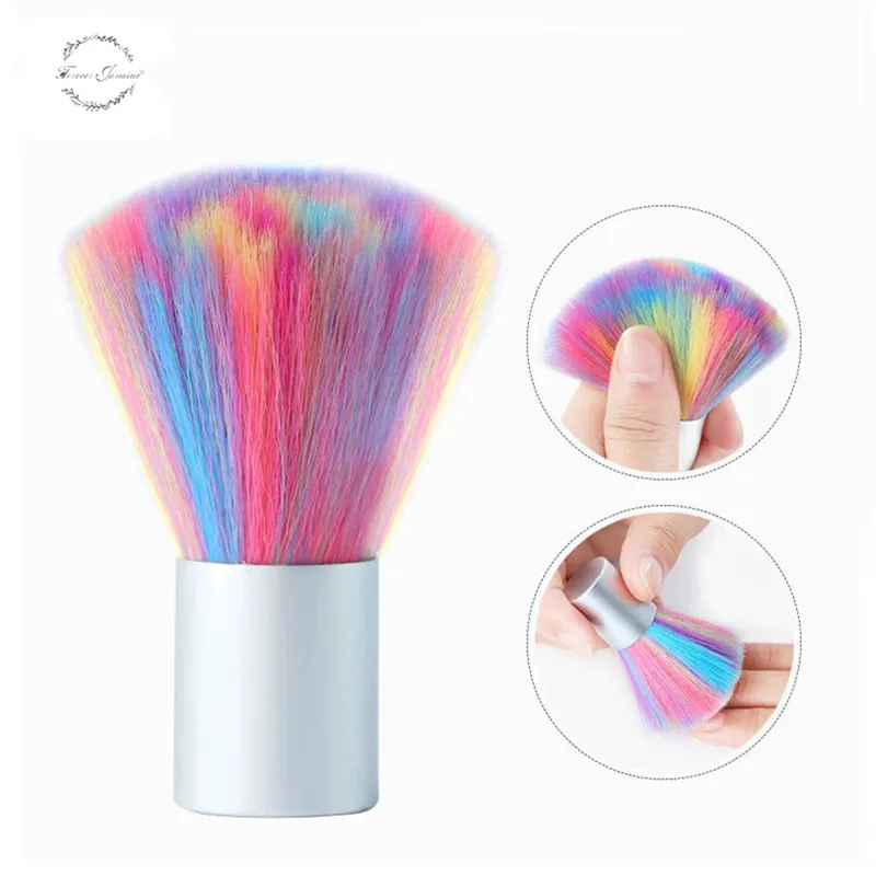 Colored Bristles Nail Art Dust Cleaner Brush Gel Nail Powder Remover