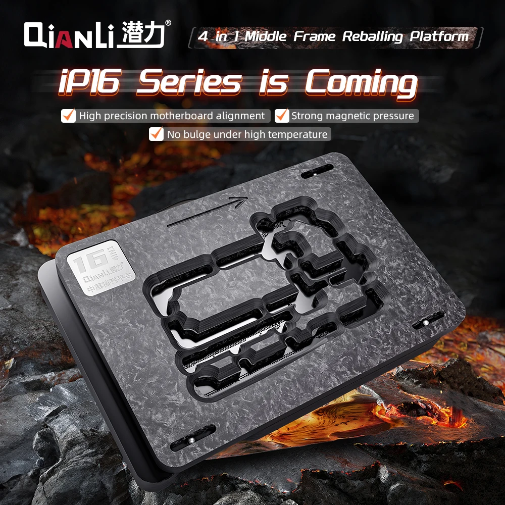 Qianli IP 17 시리즈 미들 프레임 리볼링 플랫폼 (스텐실 포함) 아이폰 X-17 PRO MAX IC BGA 리볼링 정밀 주석 도금용