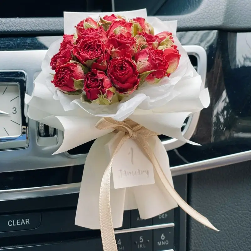 

Rose Mini Delicate Bouquet of Dried Flowers Car Aromatherapy Air Outlet Car Interior Decoration Ornaments