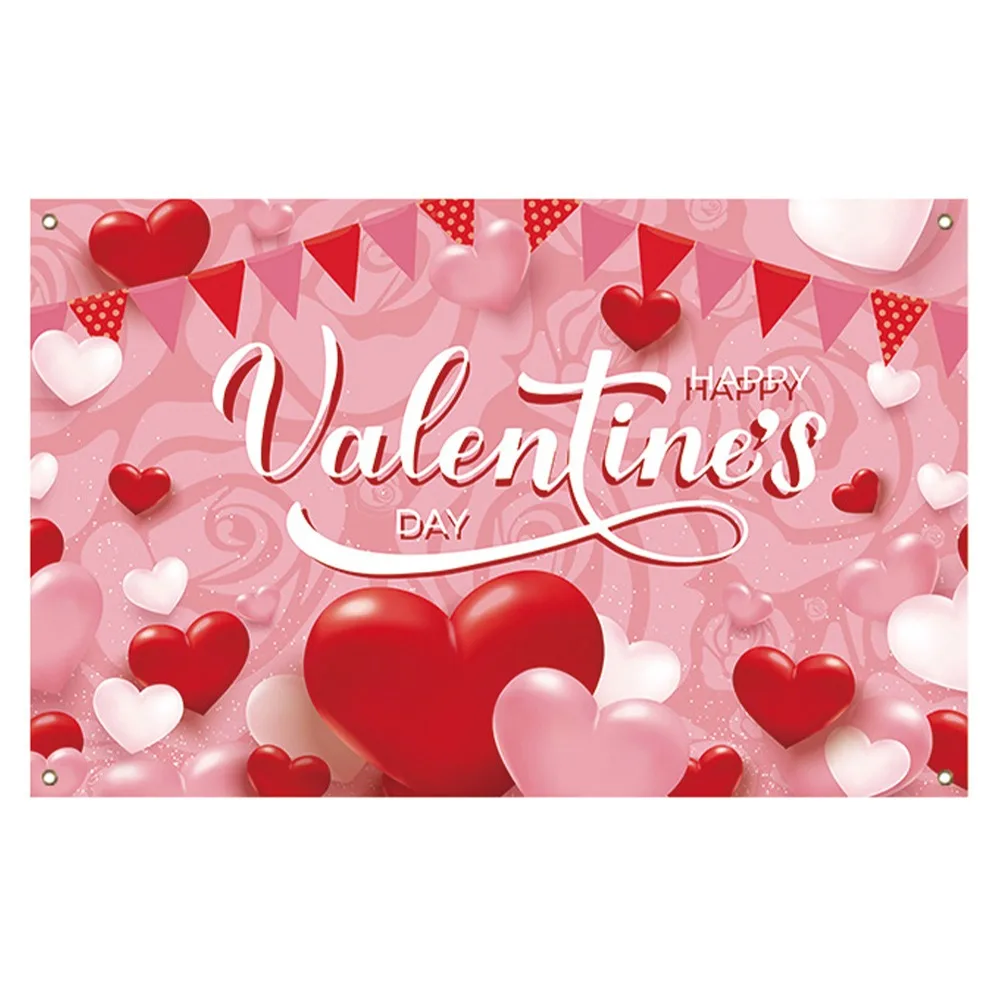 רקע לצילום רומנטי ליום האהבה בצבע ורוד אדום עם לב אהבה מפוליאסטר