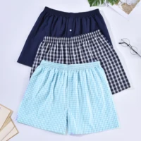 Sous-vêtements pour hommes boxeurs Shorts décontracté coton sommeil caleçon Homewear hommes flèche culotte rayé Plaid ample sous-vêtement confortable 2