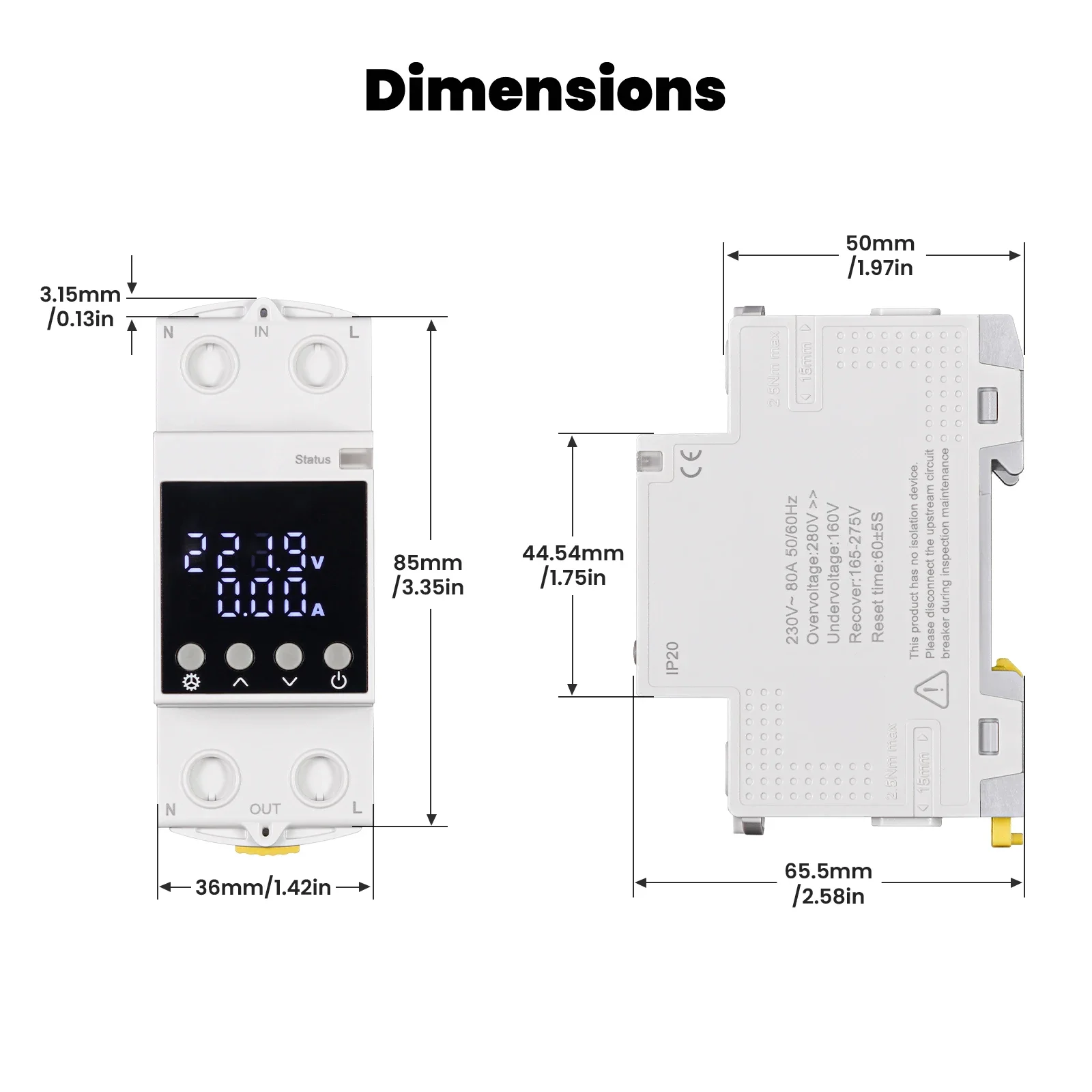 WiFi Tuya Smart Circuit Breaker 80A Alarm Threshold Set Electricity Monitor V0 F