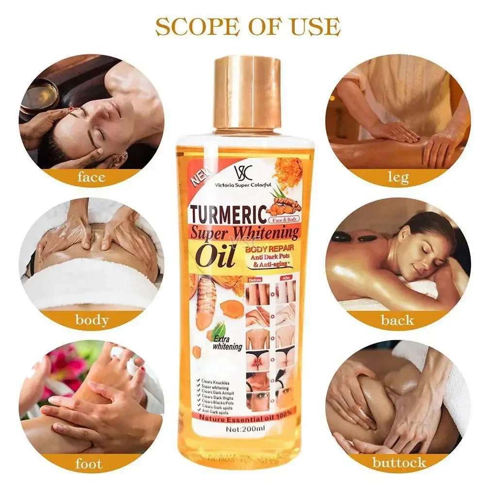 200ML Turmeric Essential Oil Facial Body Massage Moisturizing Diffuser Aromatherapy Face Body Care Smoothing Body face Skin Care 5