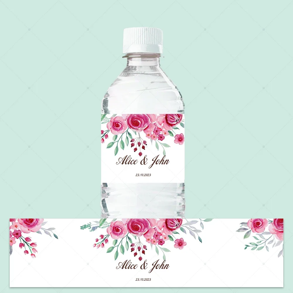 thumbnail image 1 of Etiqueta de celebración para boda, etiqueta personalizada para botella de agua, calcomanía con texto y nombre personalizado, adecuada para fiestas de regalos nupciales, 1 of 5