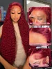 250 Density 13x4 Curly 99J Burgundy Lace Front Wig Red Wine Colored 30 40 Inch Deep Wave 13x6 HD Lace Frontal Human Hair Wigs 4