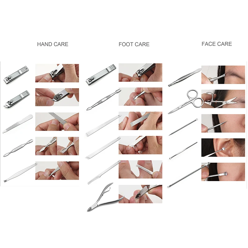 16PCS Nail Clippers Sets Nail Care Kit/Scissors/Trimmer/ Manicure/Pedicure Cutters /Eyelash Trimmer/Nail Tools/Toenail Knife 6