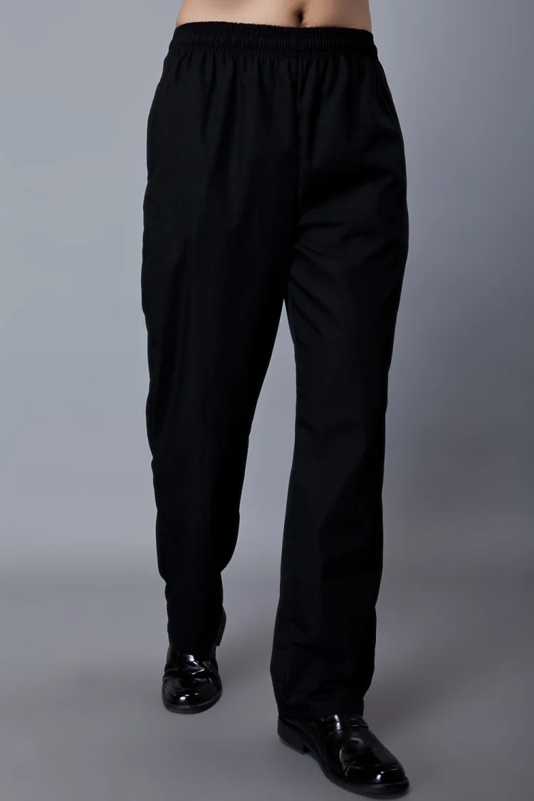 New Chef Uniform Restaurant Pants Kitchen Trouser Chef Pants Black Elastic Waist Bottoms Food Service Mens Work Wear