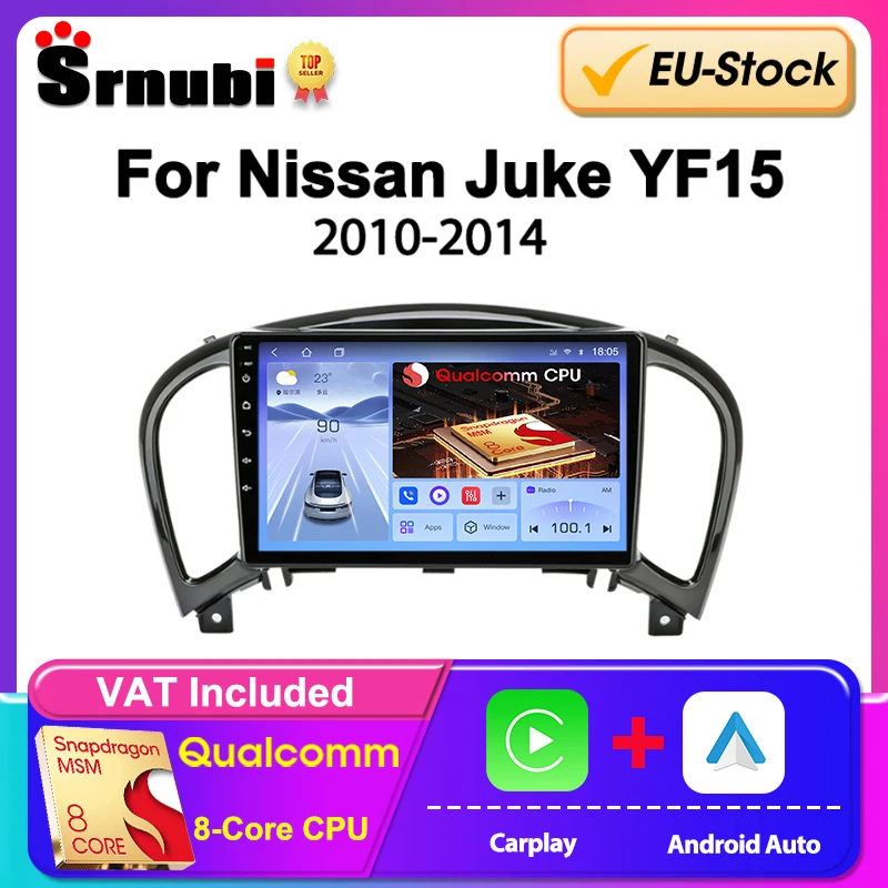 Srnubi Qualcomm 8-Kern-Autoradio für Nissan Juke YF15 2010–2014 Multimedia-Player 2 Din Android Carplay Stereo DVD Head Unit