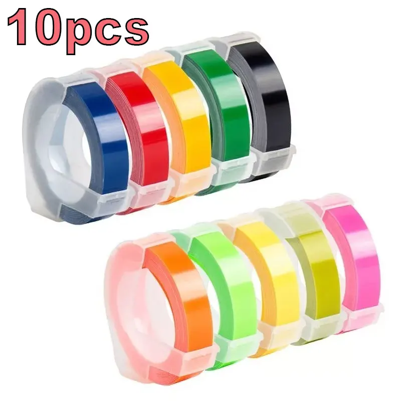 3DembossinglabeltapewhiteonblackforDymo1855labelprinter9mm