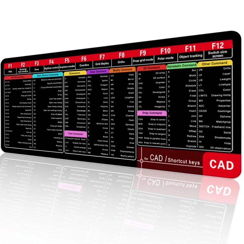 CAD Office Shortcuts Large Lock edge Mouse Pad Extended for Auto CAD Computer Keyboard Non-Slip XXL Mousepad Gaming Desk Mat