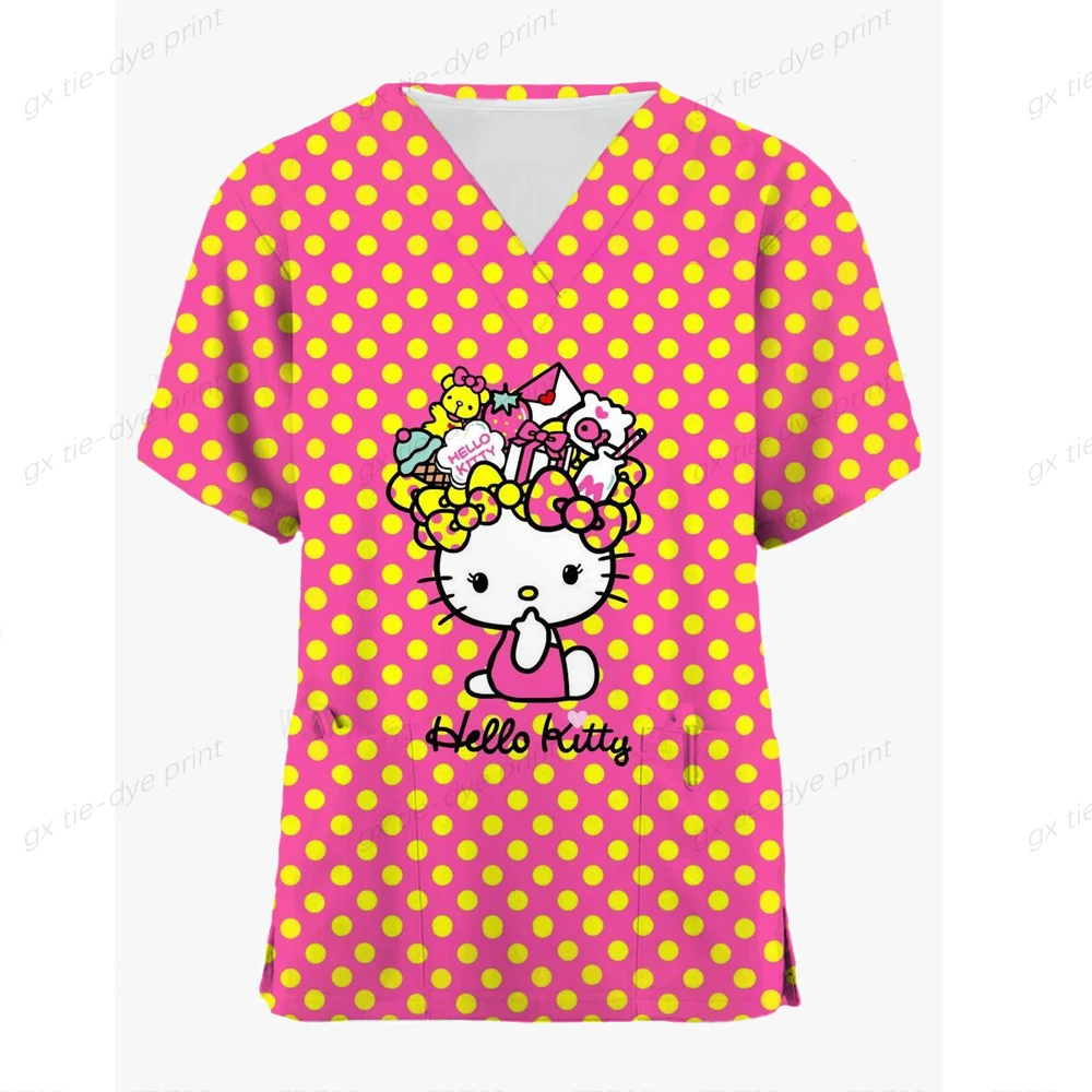 Hello Kitty Print Beauty Salon Nursing Uniform Spa Uniform Pet Hospital  Doctor Scrubs Women Uniform Dentist Work Clothes - T-shirts - AliExpress