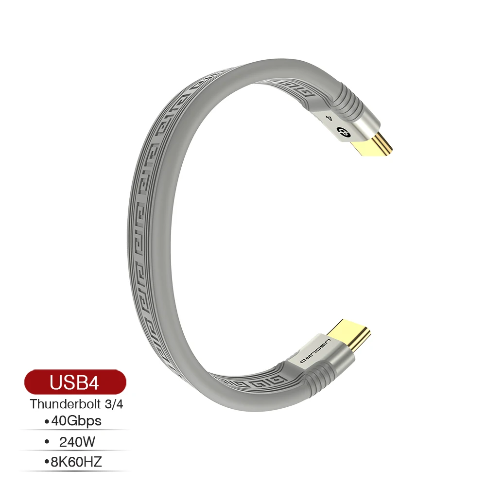 UGOURD כבל קצר USB4 כבל נתונים USB C Thunderbolt 4 כבל 40Gbps סוג C ל C PD 240W כבל טעינה מהירה 8K עבור HDD eGPU סוללת גיבוי