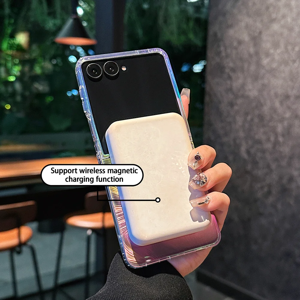 Magsafe Dazzling Laser Phone Case with Wireless Charging Capability and Colorful Back Cover