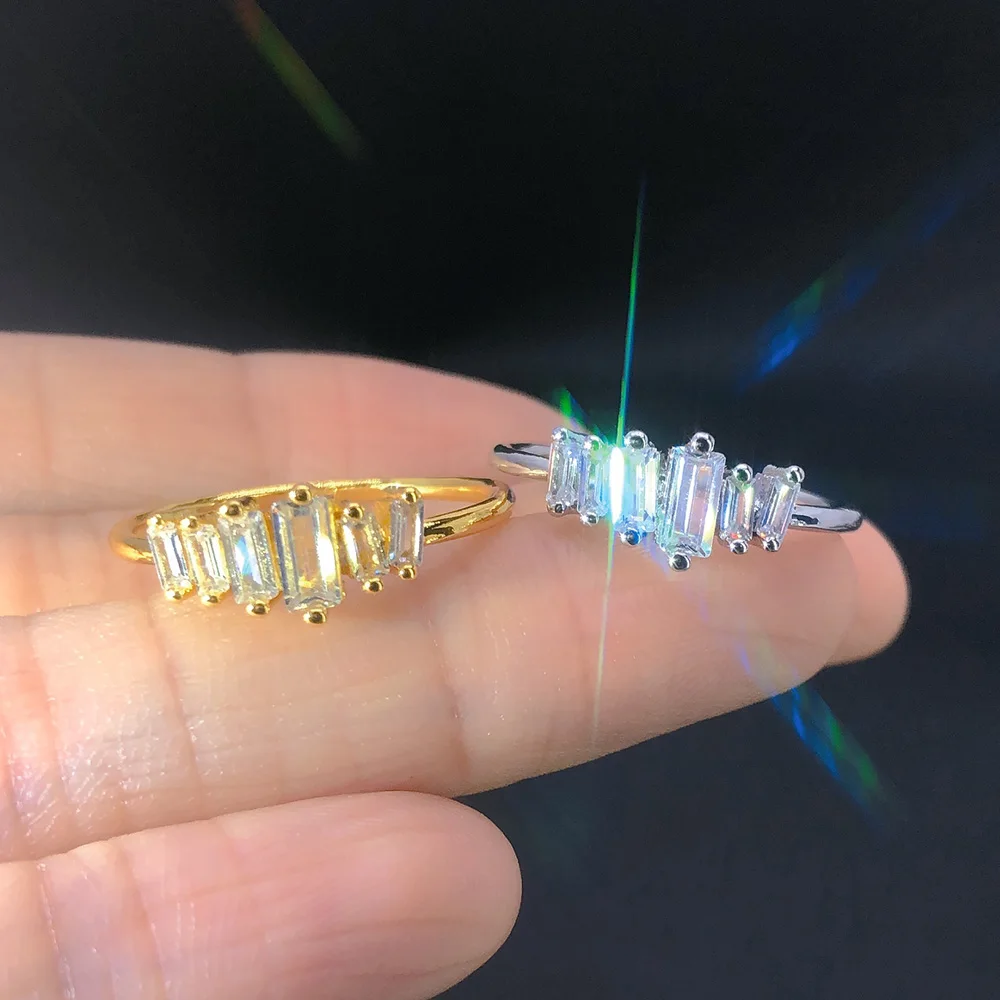 Einfache Quadratische Kristall Ring für Frauen Gold Farbe Stapeln Dainty Ringe Korean Fashion Minimalistischen Schmuck Großhandel KAR185 – Detail 9
