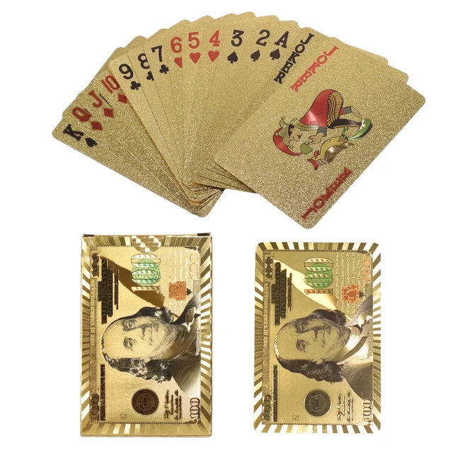 New Gold Currency Pattern Golden Playing Cards Waterproof PET/PVC Plastic  Poker Dollars EUR JPY GBP