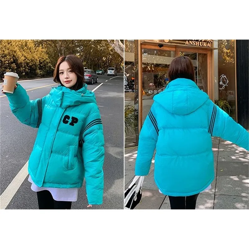 2023 New Winter White Down Jacket Women Zipper Hooded Parkas Coat Female Loose Padded Cotton Thickening Warm Puffer Jackets