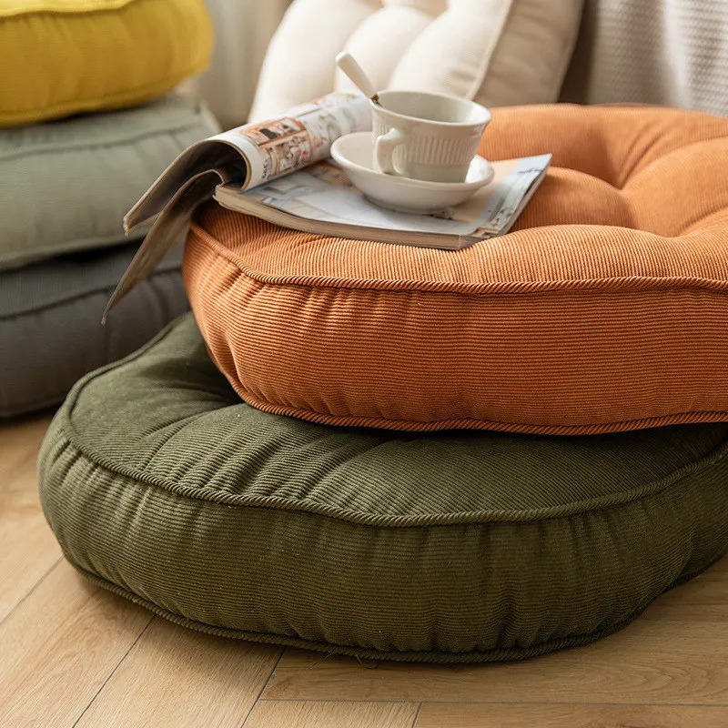 

Nordic Plain Velvet Tatami Cushion Pillow Thickened Winter Sofa Back Cushion Floor Meditation Cushion Futon Round 55*55
