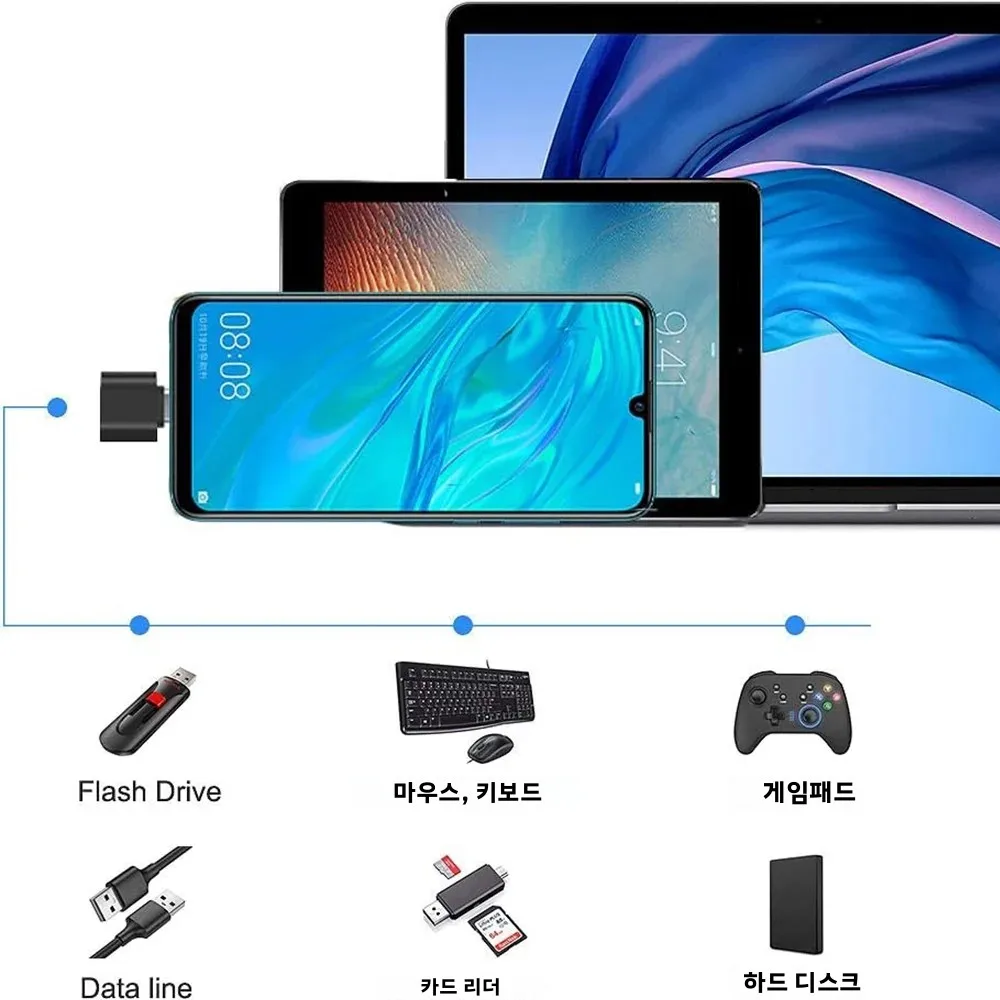 6개입 USB C-USB OTG 어댑터, USB C(남성) - USB A(여성) 어댑터, 태블릿, 삼성 및 기타 C타입 휴대폰에 적합