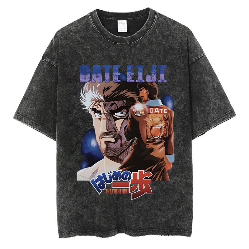 

Anime Hajime No Ippo Print Tshirt Vintage Washed T-shirts Summer Cotton T-Shirt Hip Hop Tshirts Men Fashion Short Sleeve Tops