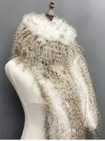 Trendy Long Fur Scarf Women's Winter Faionable Chic adual Pattern Warm Polyester Fiber Rectangle ape Personalized Sle
