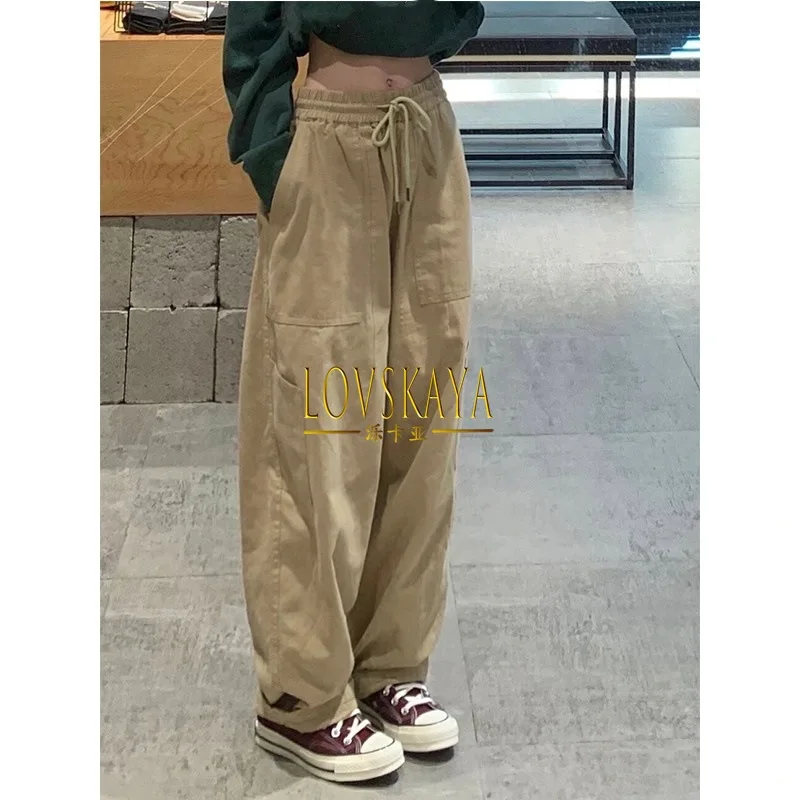 

New loose fitting straight leg high waisted slimming casual wide leg pants women fashion workwear pants spring autumn