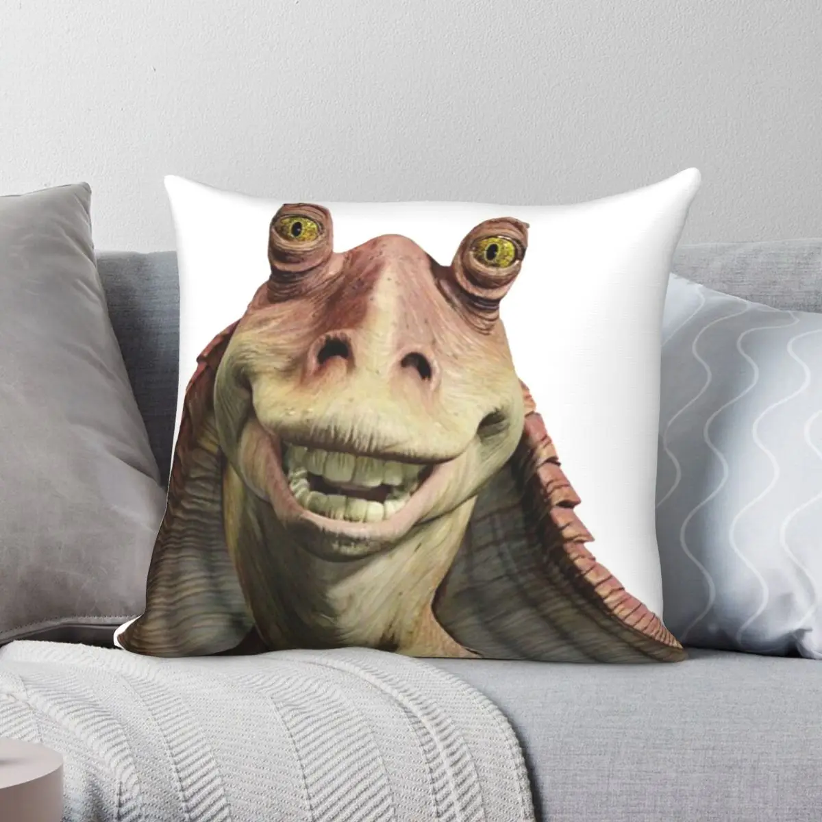 

Jar Jar Binks Smile Pillowcase Polyester Linen Velvet Printed Zip Decor Throw Pillow Case Car Cushion Cover