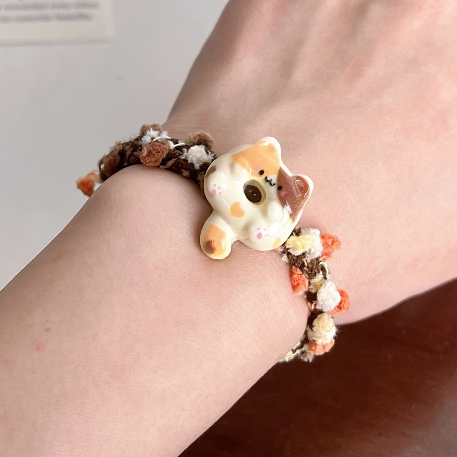 1PC Cute Cat Donut Hair Ties, Knitted Elastic Hair Bands, Sweet Hair Accessories for Girls, Kawaii Hair Scrunchies