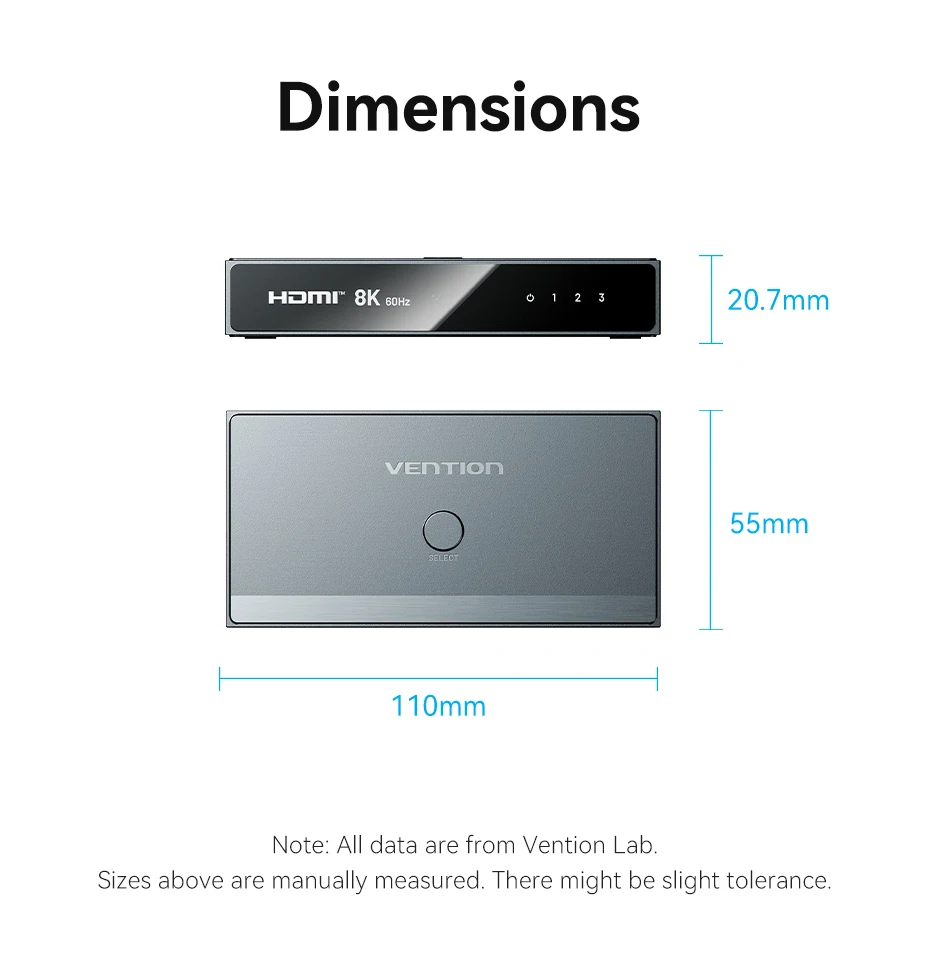 HDMI 2.1 Splitter Switch 8K 60Hz 4K120Hz 3 in 1 out for TV Xiaomi Xbox PS5 Set T