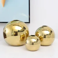 Ceramic Vase Gold-plated Ball Flower Arrangement Desktop Hydroponics Container Living Room Office Bookcase Vase Gold Vase 1