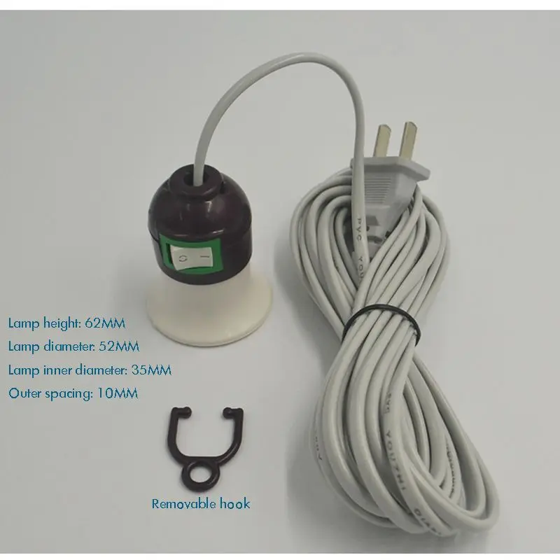 5M Extension Hanging Lantern Pendant Light Lamp Cord Cable E27 Socket with On/Off Switch 2-pin Plug for Kitchen Bedroom Light