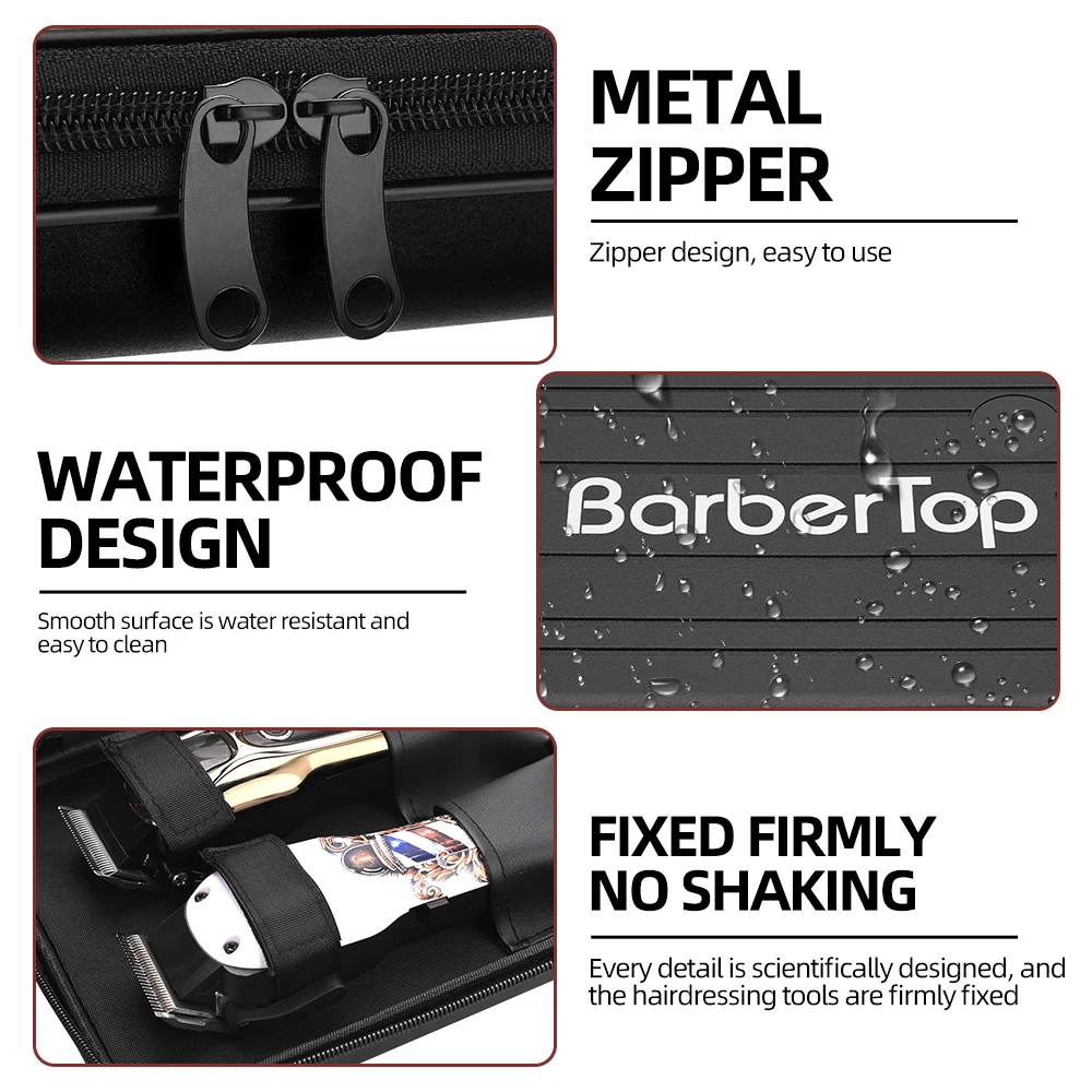 Professional Barber Shockproof and Waterproof Hair Scissors Case - Crush Resistant Tool Storage Box, Black and Red