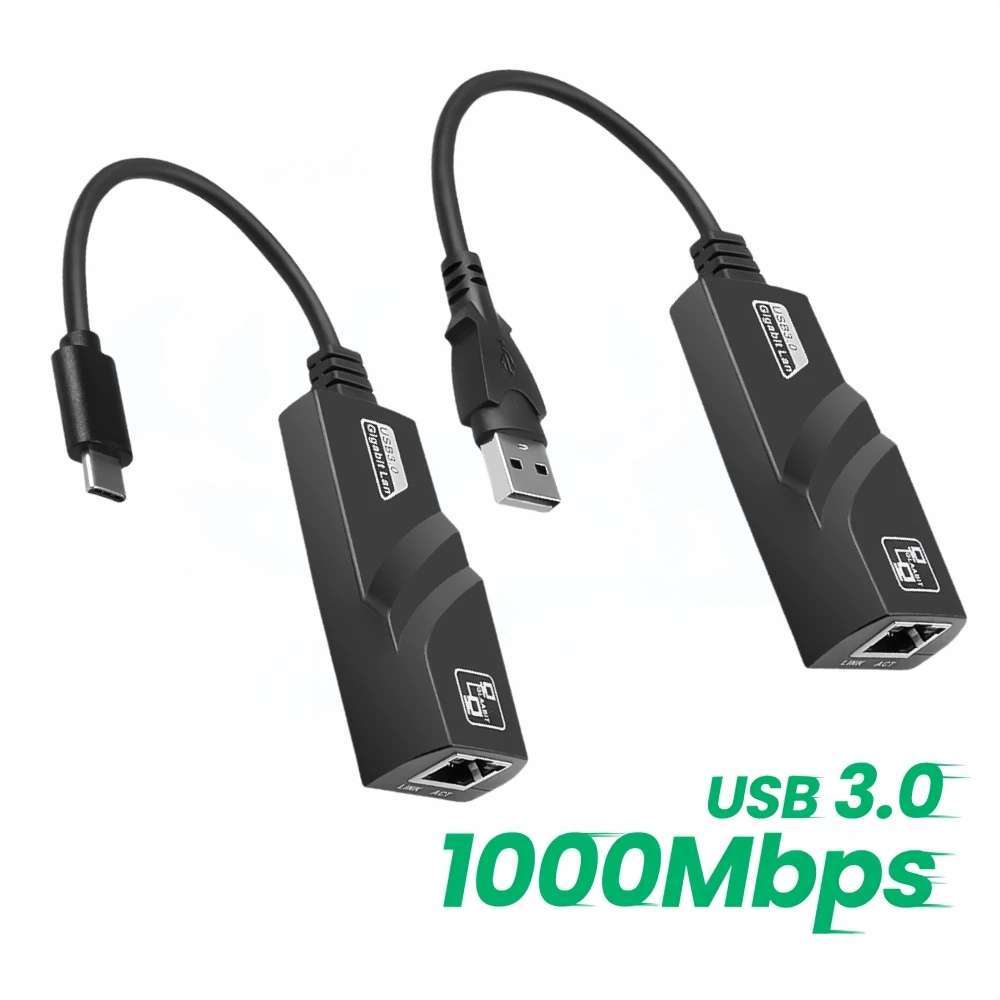

10/100/1000Mbps USB 3.0 Wired Network Card USB to RJ45 Type C to RJ45 LAN Ethernet Adapter for PC Macbook Windows Laptop