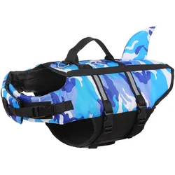 Camouflage Shark Blue & Fuchsia Pet Dog Swimming Vest - XS（old） (Blue)