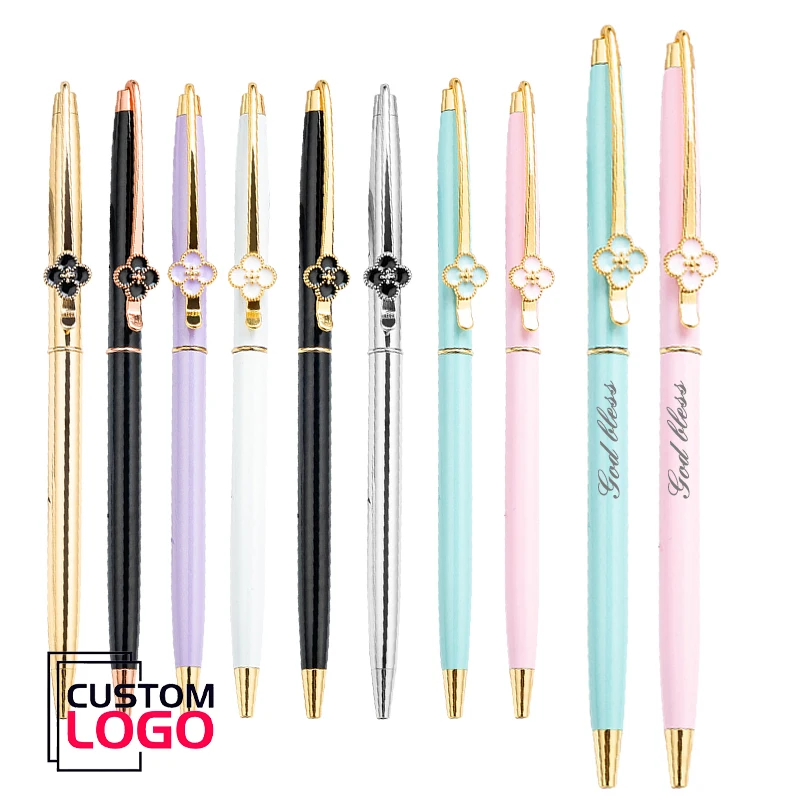 10Pcs/Lot Custom Logo Pen Four-leaf Clover Ballpoint Pen Personalized Creative Advertising Promotional Gift Stationery Wholesale custom promotional brochure booklet flyers leaflet pamphlet book